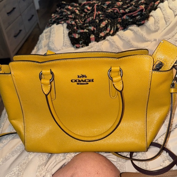 Coach Mustard Yellow Leather Satchel - Picture 7 of 8